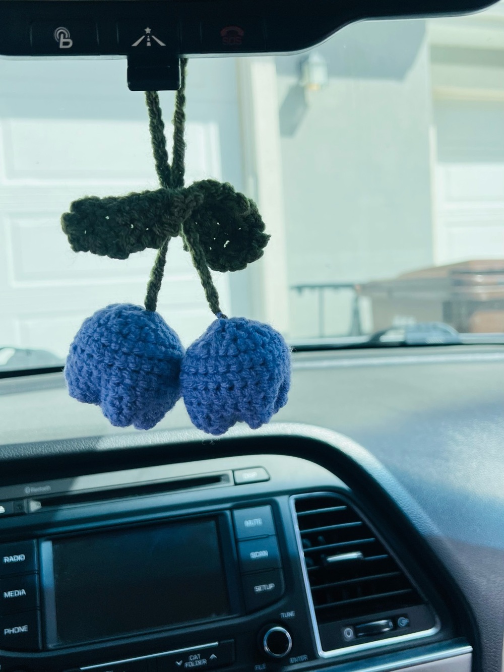 Handmade Crochet purple tulips Hanging Ornament in purple and Green